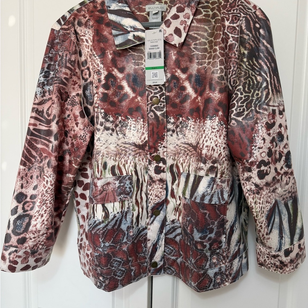 Multiples Red and Brown Animal Print Blazer